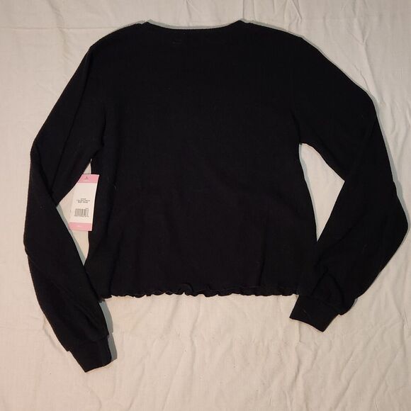 BB Dakota Woman's Small Ribbed Lounge Top Black Stretch Soft Cozy - Picture 6 of 6